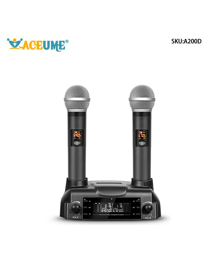 A200D Automatic Charging Wireless Microphone One To Two Home Singing Karaoke Home Karaoke, KTV Handheld FM  U-band Anti Whistling Outdoor Stage Professional Conference Performance Live  Broadcast Dynamic Circle