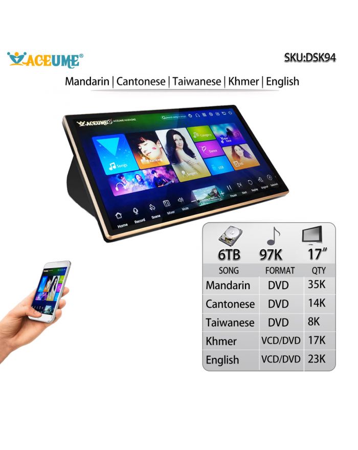 DSK17_94-6TB HDD 97k Chinese DVD English DVD Khmer CambodianVCD DVD Songs Cloud Download Remote Controller