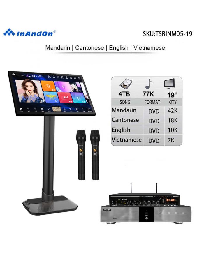 TSRINM05-4TB 77K 19"MIC Inandon Karaoke Player Intelligent Voice Keying Machine Online Movie Dual System Coexistence Real Time Score The Newest Stytle  19" Touch Screen